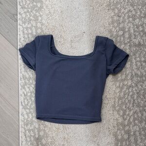 Navy Blue Ribbed Women's Top